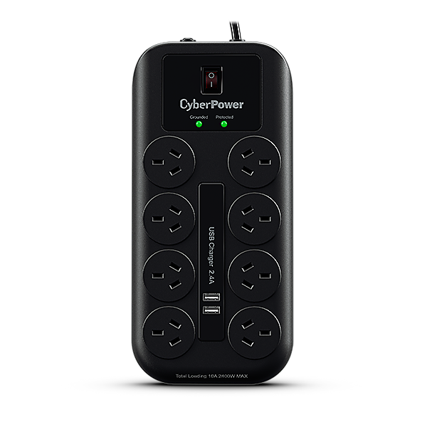 CyberPower 8-Port Surge Protector With USB Charging Ports CPSURGE08USB-ANZ