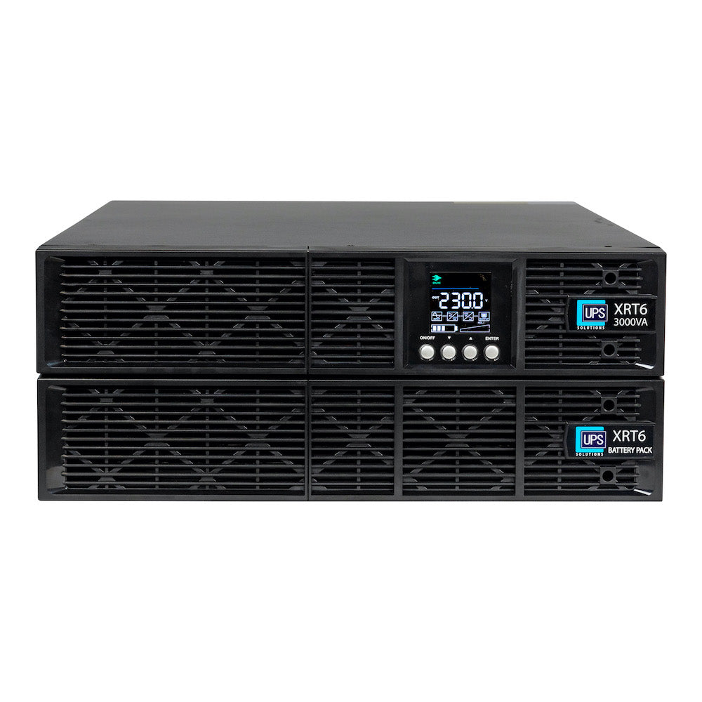 UPS Solutions XRT6 Online UPS 3KVA with 10 Year Design Life Batteries as Standard - 230V Rack/Tower 6U w/ Long Life Battery - XRT6-3000L