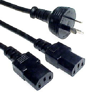 IEC-C13 Mains Y-Cord 500mm + 2 x 1.5 Metre Black K3774