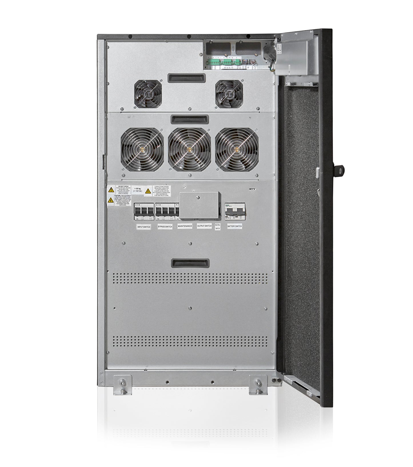 93E 20kVA Rating, 15 Minute Run Time @ .8PF, 3 x 36 x 34W internal batt, Dual Feed, with MBS/input/output switch 93E20MK2-MBS15