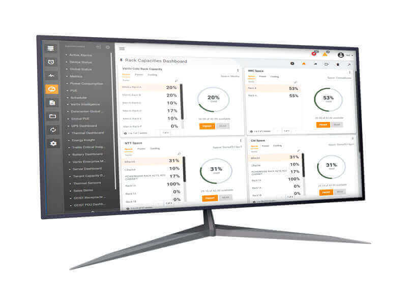A DCIM dashboard showing power, cooling and capacity