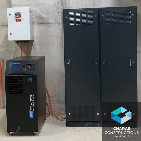 Charas Constructions — custom XRT-3PH 40kVA UPS installation