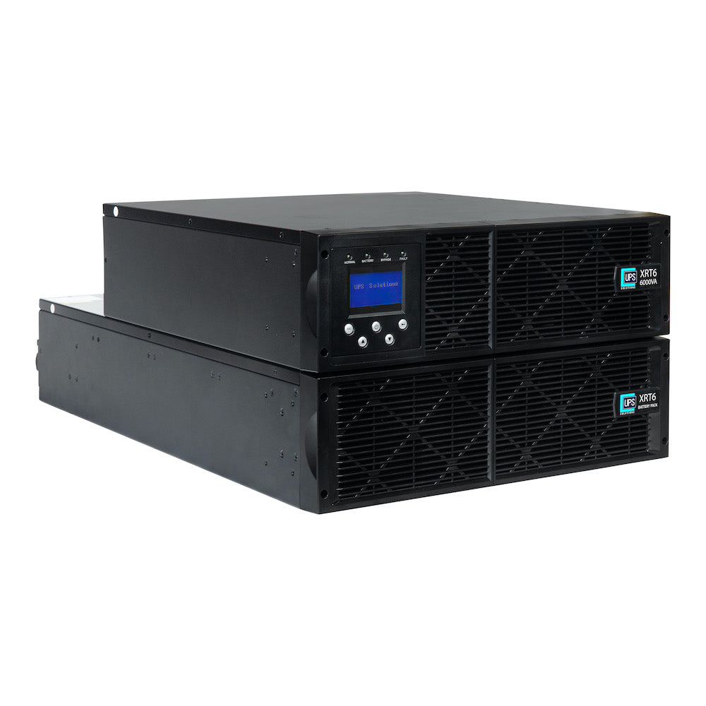 UPS Solutions XRT6 Online UPS 6KVA with 10 Year Design Life Batteries as Standard - 230V Rack/Tower 6U w/ Long Life Battery, SNMP Network Card + Surge Protection Device - XRT6-6000L