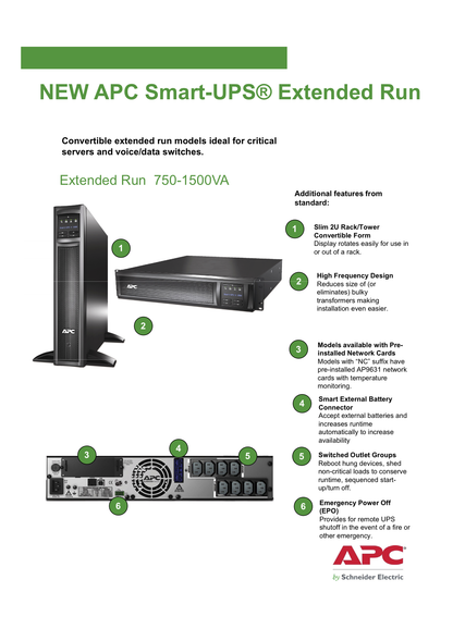 APC Smart-UPS X 1500VA R/T LCD 230V (Extended Run) SMX1500RMI2U