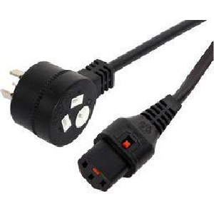 2M 10A GPO to IEC Locking Cable - Black CM1NK200