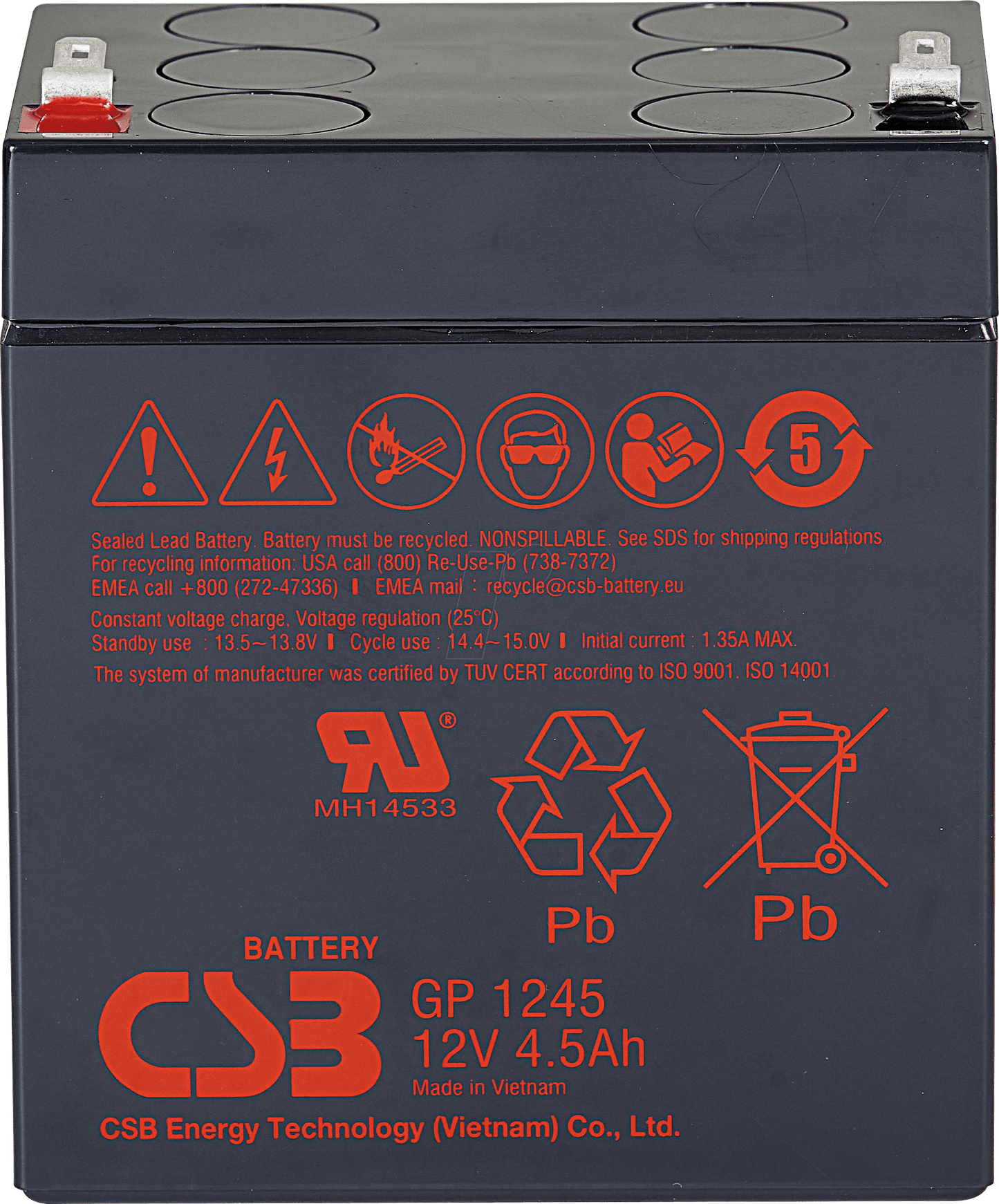 CSB GP Series - GP1245 - 12V 4.5AH Battery GP1245