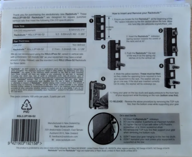 Rackstuds 100pc Pack, RSL100-2.7